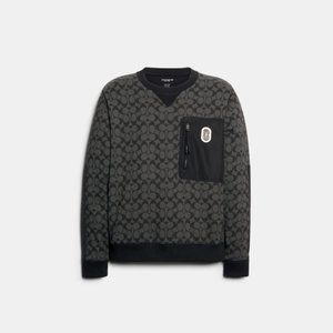 NWT COACH BLACK MIXED MEDIA SIGNATURE SWEATSHIRT